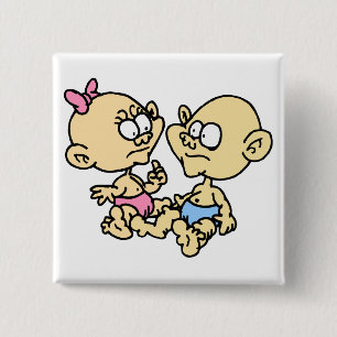 Twins Vierkante Button 5,1 Cm