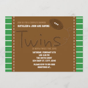 TWINS VOETBAL Sportieve Baby Shower Uitnodiging