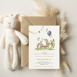 Twins | Voorjaars Konijn Baby Shower Kaart