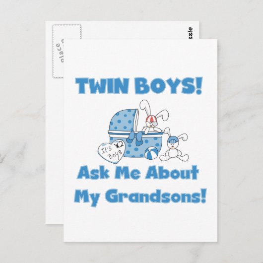 Twins-Vraag over mijn kleinzonen Tshirts en gesche Briefkaart (Voorkant / Achterkant)