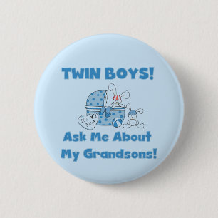 Twins-Vraag over mijn kleinzonen Tshirts en gesche Ronde Button 5,7 Cm