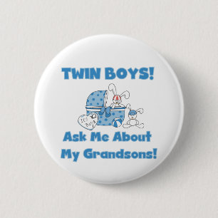 Twins-Vraag over mijn kleinzonen Tshirts en gesche Ronde Button 5,7 Cm