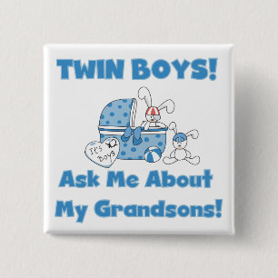 Twins-Vraag over mijn kleinzonen Tshirts en gesche Vierkante Button 5,1 Cm