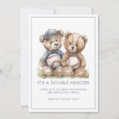 Twins Watercolor Teddy Bears Pregnancy Aankondiging (Voorkant)
