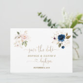 Twins Waterverf Pink Blue Floral Gold Baptisme Save The Date (Staand voorkant)