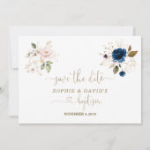Twins Waterverf Pink Blue Floral Gold Baptisme Save The Date (Achterkant)