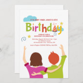 Twins Waving Invitation Kaart (Voorkant / Achterkant)