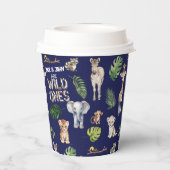 Twins wild een, Navy blauw Oerwoud thema Papieren Bekers (Achterkant)