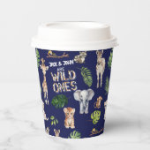 Twins wild een, Navy blauw Oerwoud thema Papieren Bekers (Voorkant)