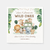 Twins Wild One 1st Birthday Safari Animals Servet (Voorkant)
