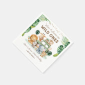 Twins Wild One 1st Birthday Safari Animals Servet (Hoek)