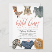 TWINS Wild Ones Safari Girls Baby shower Kaart (Voorkant)