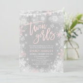 Twins Winter Baby shower Invitation Rustic Shower Kaart (Staand voorkant)
