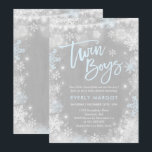 Twins Winter Baby shower Invitation Rustieke Douch Kaart<br><div class="desc">Twins Winter Baby shower. Alle design zijn © PIXEL PERFECTION PARTY LTD</div>