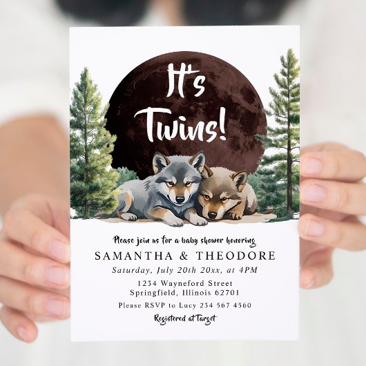 Twins Wolf Welkom bij het Pack Baby shower Kaart