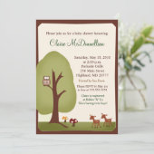 TWINS Woodland Forest 5x7 Baby shower Invitation Kaart (Staand voorkant)