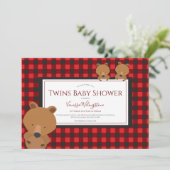 Twins Woodland Red Pset Beer Baby shower Kaart (Staand voorkant)