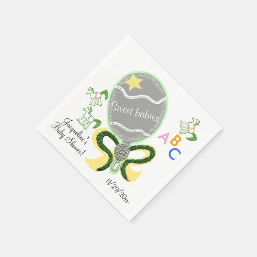 Twins Yellow en Green Baby Rattle Baby shower Servetten (Hoek)