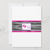 Twins Zebra Hot Pink en Paars Baby shower nodigen Kaart (Achterkant)