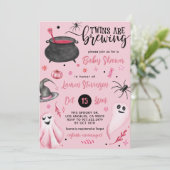 Twins zijn het brouwen van Halloween Baby shower Kaart (Staand voorkant)