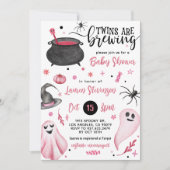 Twins zijn het brouwen van Halloween Baby shower Kaart (Voorkant)