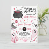 Twins zijn het brouwen van Halloween Baby shower Kaart (Staand voorkant)