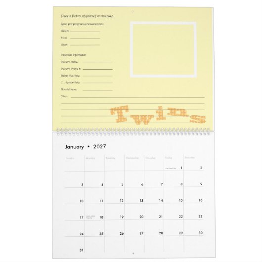 Twins-zwangerschapkalender Kalender (Jan 2027)