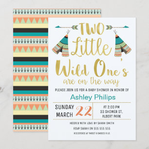 TwinsTribal Little One Faux Baby shower Uitnodigin Kaart