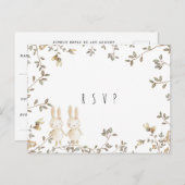 twint bunny floral baby shower rsvp briefkaart (Voorkant / Achterkant)