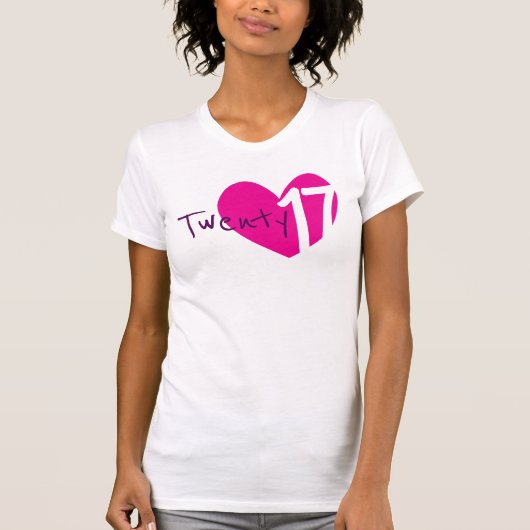Twintig 17 liefdesroze hart 2017 dames t-shirt (Voorkant)