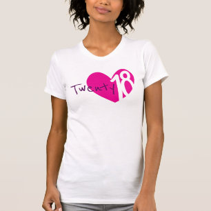 Twintig 18 liefdesroze hart 2018 dames t-shirt