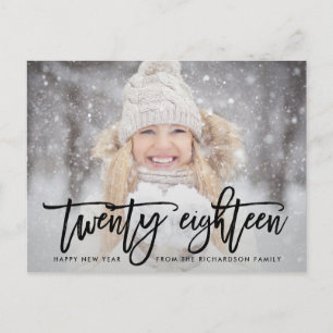 Twintig Achttien   Trendy Typografie met Foto Feestdagenkaart