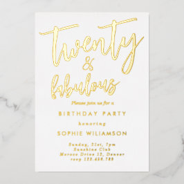 Twintig en geweldig goudhoudende verjaardag folie uitnodiging