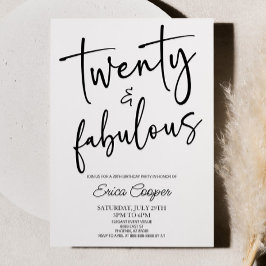 Twintig & Fabulous Minimaal 20e Verjaardagsfeest Kaart