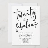 Twintig & Fabulous Minimaal 20e Verjaardagsfeest Kaart (Voorkant)