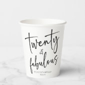 Twintig & Fabulous Minimalistisch 20e Verjaardagsf Papieren Bekers (Achterkant)