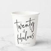 Twintig & Fabulous Minimalistisch 20e Verjaardagsf Papieren Bekers (Voorkant)