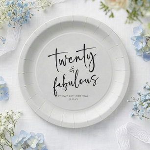 Twintig & Fabulous Minimalistische 20e Verjaardags Papieren Bordje