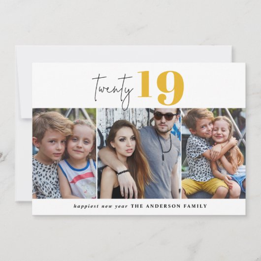 TWINTIG gedurfde grafische multi foto nieuw jaar Feestdagenkaart (Voorkant)