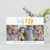 TWINTIG gedurfde grafische multi foto nieuw jaar Feestdagenkaart (Staand voorkant)