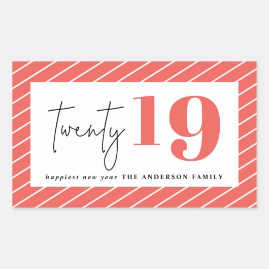 Twintig gewaagd grafisch nieuw jaar rechthoekige sticker (Voorkant)