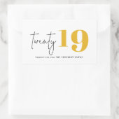 Twintig gewaagd grafisch nieuw jaar rechthoekige sticker (Tas)