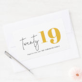 Twintig gewaagd grafisch nieuw jaar rechthoekige sticker (Envelop)