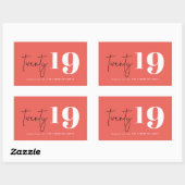 Twintig gewaagd grafisch nieuw jaar rechthoekige sticker (Vel)