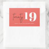 Twintig gewaagd grafisch nieuw jaar rechthoekige sticker (Tas)