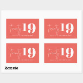 Twintig gewaagd grafisch nieuw jaar rechthoekige sticker (Vel)