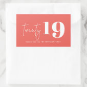 Twintig gewaagd grafisch nieuw jaar rechthoekige sticker (Tas)