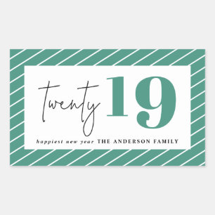 Twintig gewaagd grafisch nieuw jaar rechthoekige sticker