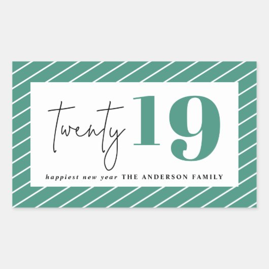 Twintig gewaagd grafisch nieuw jaar rechthoekige sticker (Voorkant)