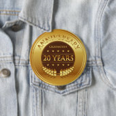 Twintig jaar Jubileum Celebration Gold Medal Ronde Button 4,0 Cm (In situ)